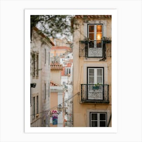 Twilight Charm Lisbon Illuminated Facade Art Print