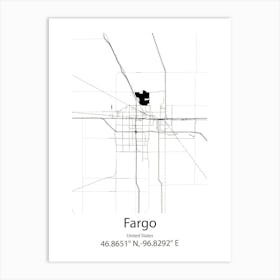 Fargo,United States Minimalist Map Art Print