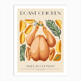 Roast Chicken Print Kitchen Art Kitchen Poster Food Art Mid Century Modern Germany Art Print