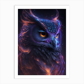 Magical Owl in Space Art Print