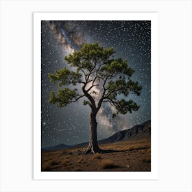 Tree Under The Night Sky Art Print