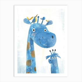 Small Joyful Giraffe With A Bird On Its Head 6 Art Print