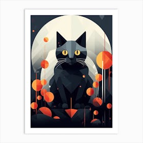 Cat In The Moonlight Art Print