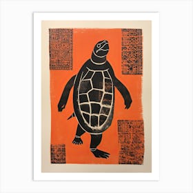Turtle, Woodblock Animal  Drawing 4 Art Print