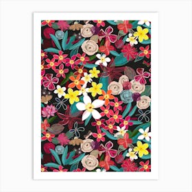 Frangipani Colorful Flowers Art Print