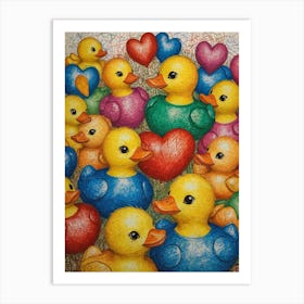 Ducks With Hearts Art Print