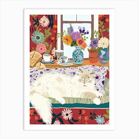 Tea Time With A Ragdoll Cat 3 Art Print