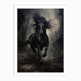A Horse Painting In The Style Of Tenebrism 3 Art Print