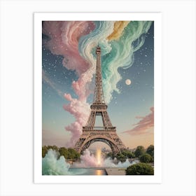 Pastel Burst Eiffel Tower Art Print