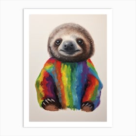 Baby Animal Wearing Sweater Sloth 3 Art Print