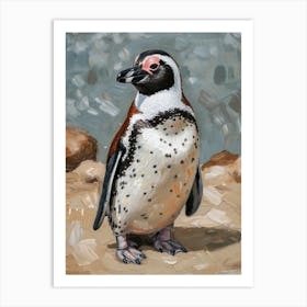 African Penguin Saunders Island Oil Painting 1 Art Print