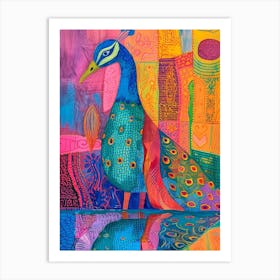 Geometric Colourful Peacock Pattern Art Print