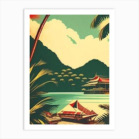 Koh Chang Thailand Vintage Sketch Tropical Destination Art Print