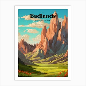 Badlands Park South Dakota Adventure Travel Art Art Print