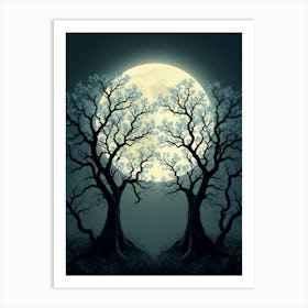 Full Moon With Trees 1 Art Print