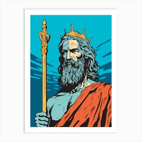 Poseidon With Trident Pop Art 2 Art Print