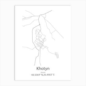 Khotyn,Ukraine Minimalist Map Art Print