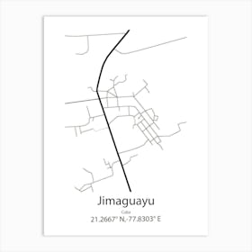 Jimaguayu,Cuba Minimalist Map Art Print