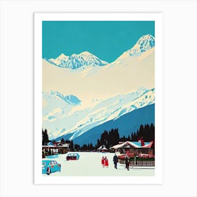 Crans Montana, Switzerland Midcentury Vintage Skiing Poster Art Print
