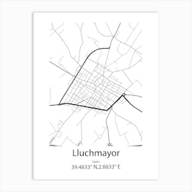 Lluchmayor,Spain Minimalist Map Art Print