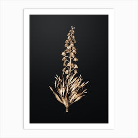 Gold Botanical Persian Lily on Wrought Iron Black Art Print