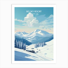 Poster Of Big Sky Resort   Montana, Usa   Colorado, Usa, Ski Resort Illustration 1 Art Print