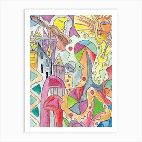 Abstract City of Music and Seasons Art Print