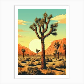  Retro Illustration Of A Joshua Trees In Mojave Desert 6 Art Print
