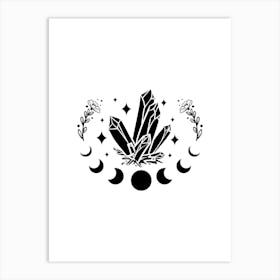 Moon And Crystals Art Print