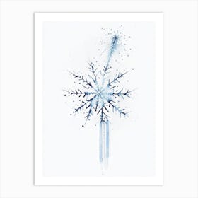 Needle, Snowflakes, Minimalist Watercolour 3 Art Print