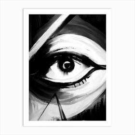 Inner Vision, Symbol, Third Eye Black & White Art Print