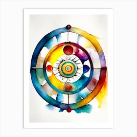 Dharma Wheel, Symbol, Third Eye Watercolour 3 Art Print