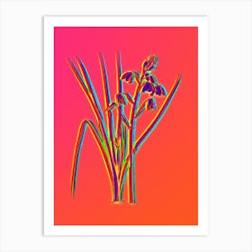 Neon Slime Lily Botanical in Hot Pink and Electric Blue n.0099 Art Print