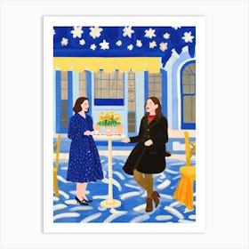 Two Women At A Table Art Print