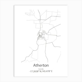 Atherton,Australia Minimalist Map Art Print