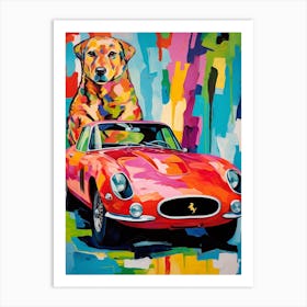 Ferrari 250 Gto Vintage Car With A Dog, Matisse Style Painting Art Print