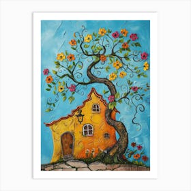 House With Tree Art Print