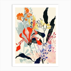 Colourful Flower Illustration Coral Bells 4 Art Print