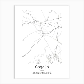 Cogolin,France Minimalist Map Art Print