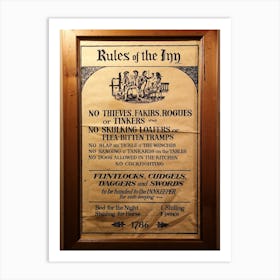 Rules Of The Inn, Cumbria, Uk Art Print