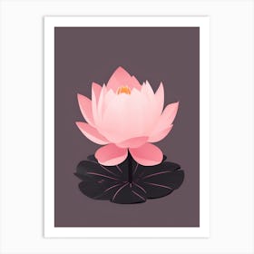 A Pink Lotus In Minimalist Style Vertical Composition 12 Art Print