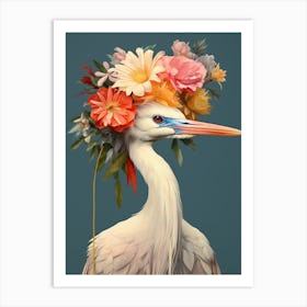 Bird With A Flower Crown Egret 4 Art Print