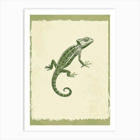 Lime Green Fischer S Chameleon Block Print Art Print