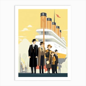 Titanic Family Boarding Ship Minimalist Illustration 3 Art Print