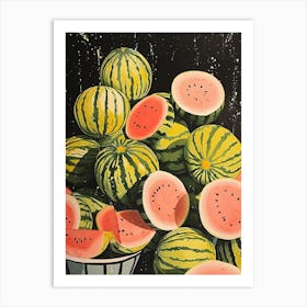 Art Deco Watermelon Explosion Art Print
