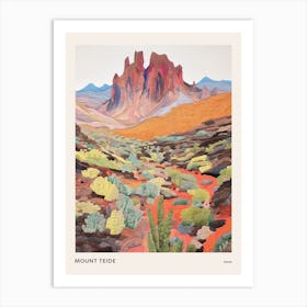 Mount Teide Spain 1 Colourful Mountain Illustration Poster Art Print