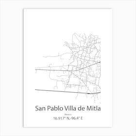 San Pablo Huixtepec,Mexico Minimalist Map Art Print