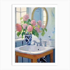 Bathroom Vanity Painting With A Hydrangea Bouquet 2 Art Print