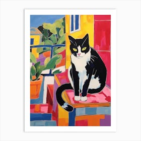 Painting Of A Cat In Athens Greece 1 Art Print