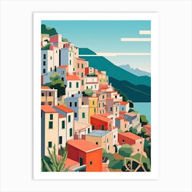 Cinque Terre, Italy, Graphic Illustration 1 Art Print